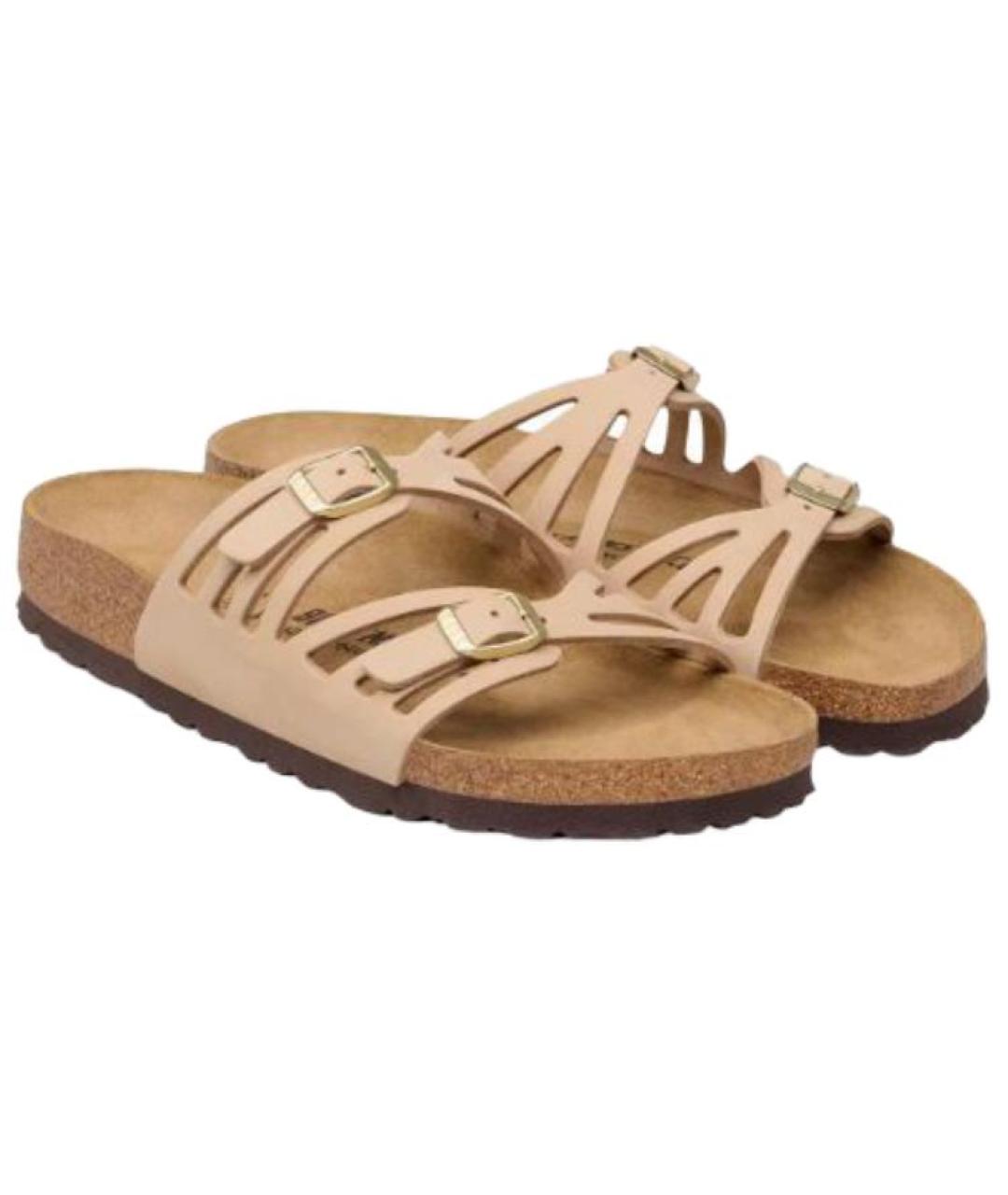 BIRKENSTOCK Бежевые кожаные сандалии, фото 3