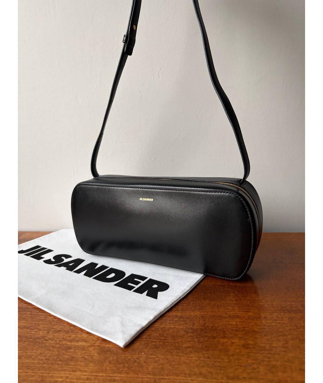 JIL SANDER Черная кожаная сумка через плечо, фото 8