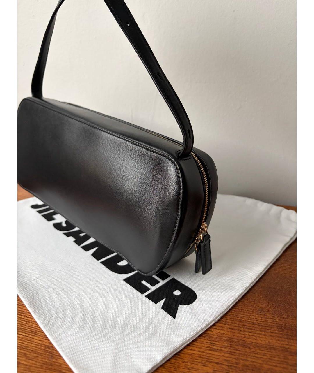 JIL SANDER Черная кожаная сумка через плечо, фото 4