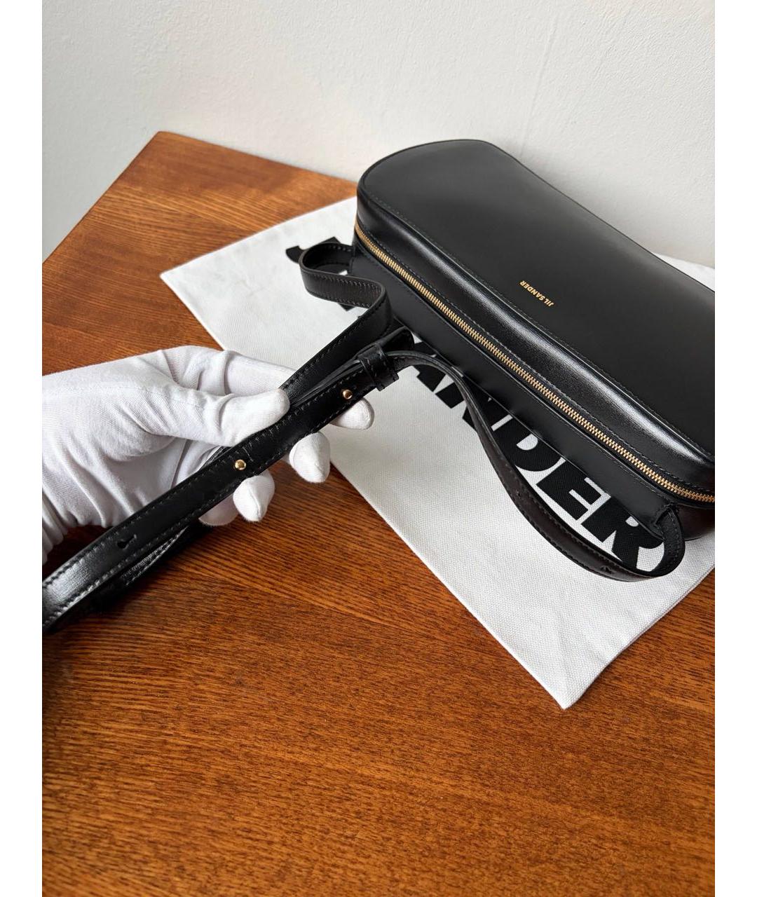 JIL SANDER Черная кожаная сумка через плечо, фото 7