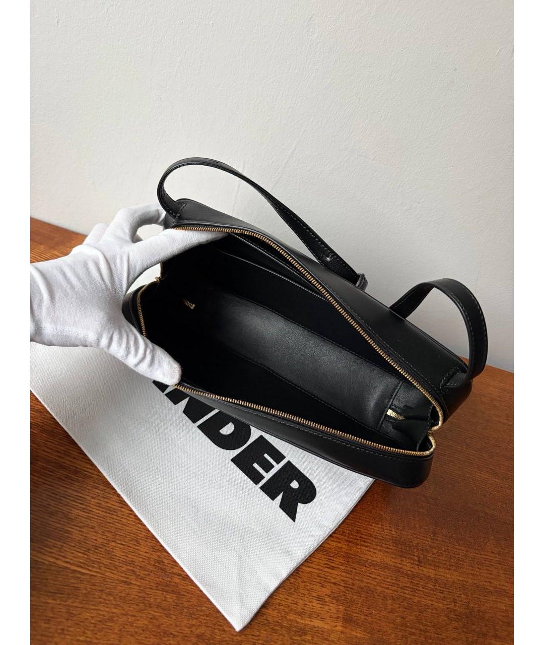 JIL SANDER Черная кожаная сумка через плечо, фото 6