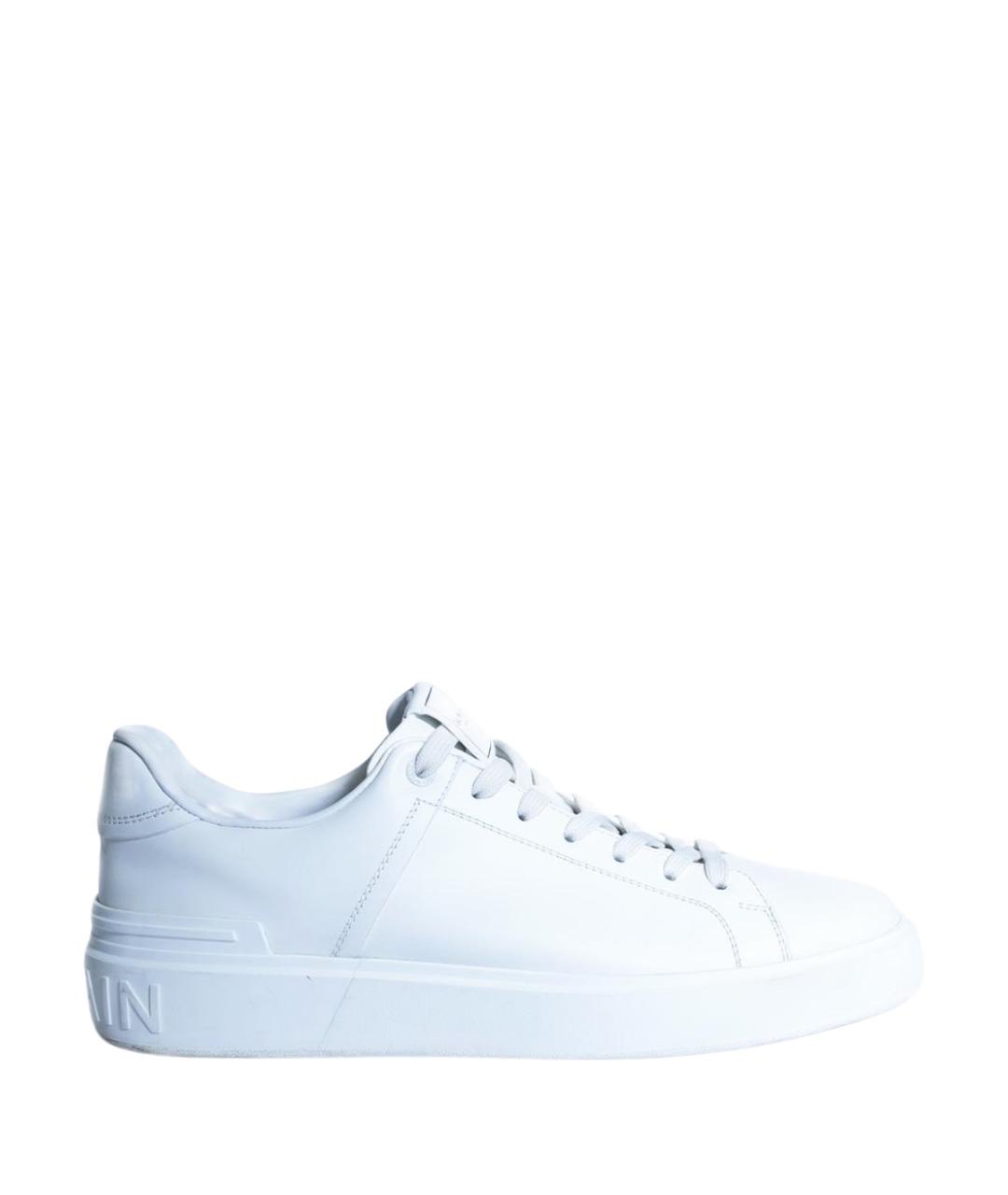 BALMAIN Белые кожаные низкие кроссовки / кеды, фото 1