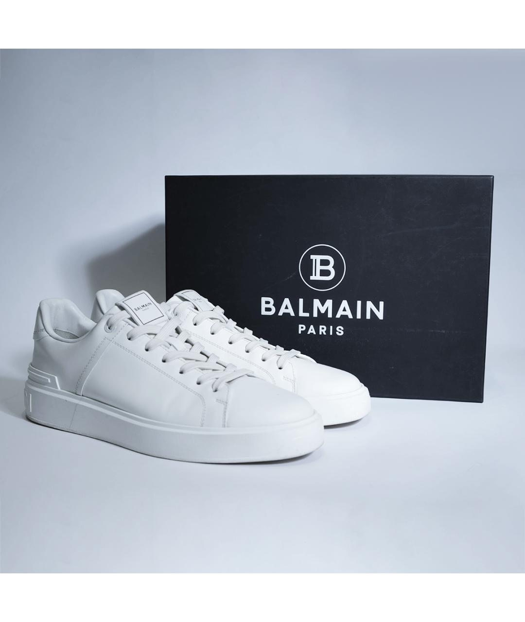 BALMAIN Белые кожаные низкие кроссовки / кеды, фото 6