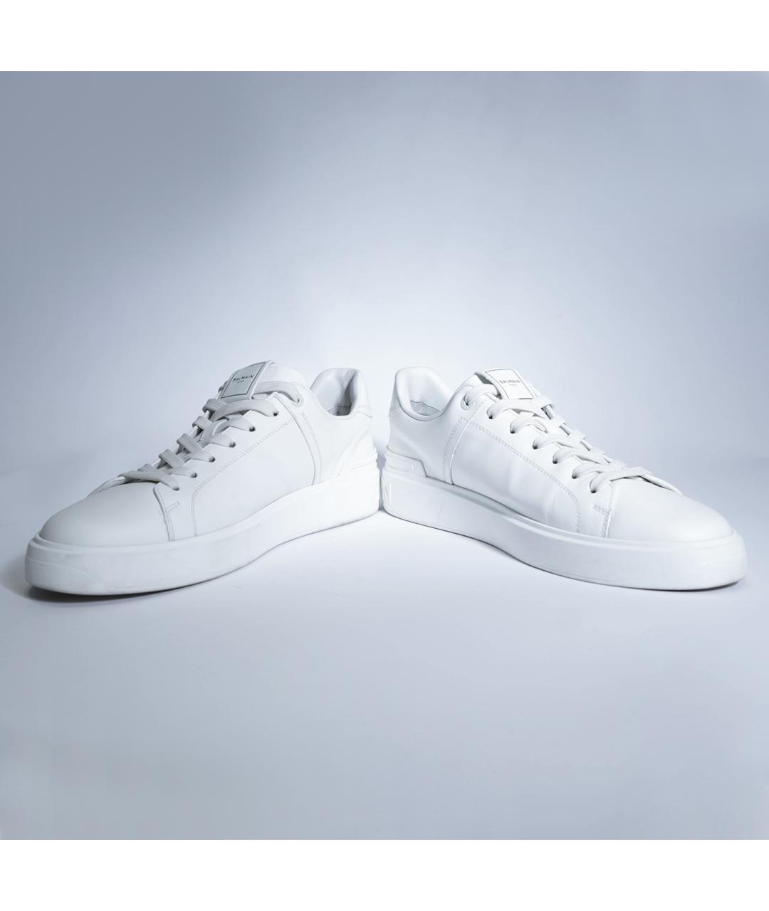 BALMAIN Белые кожаные низкие кроссовки / кеды, фото 4
