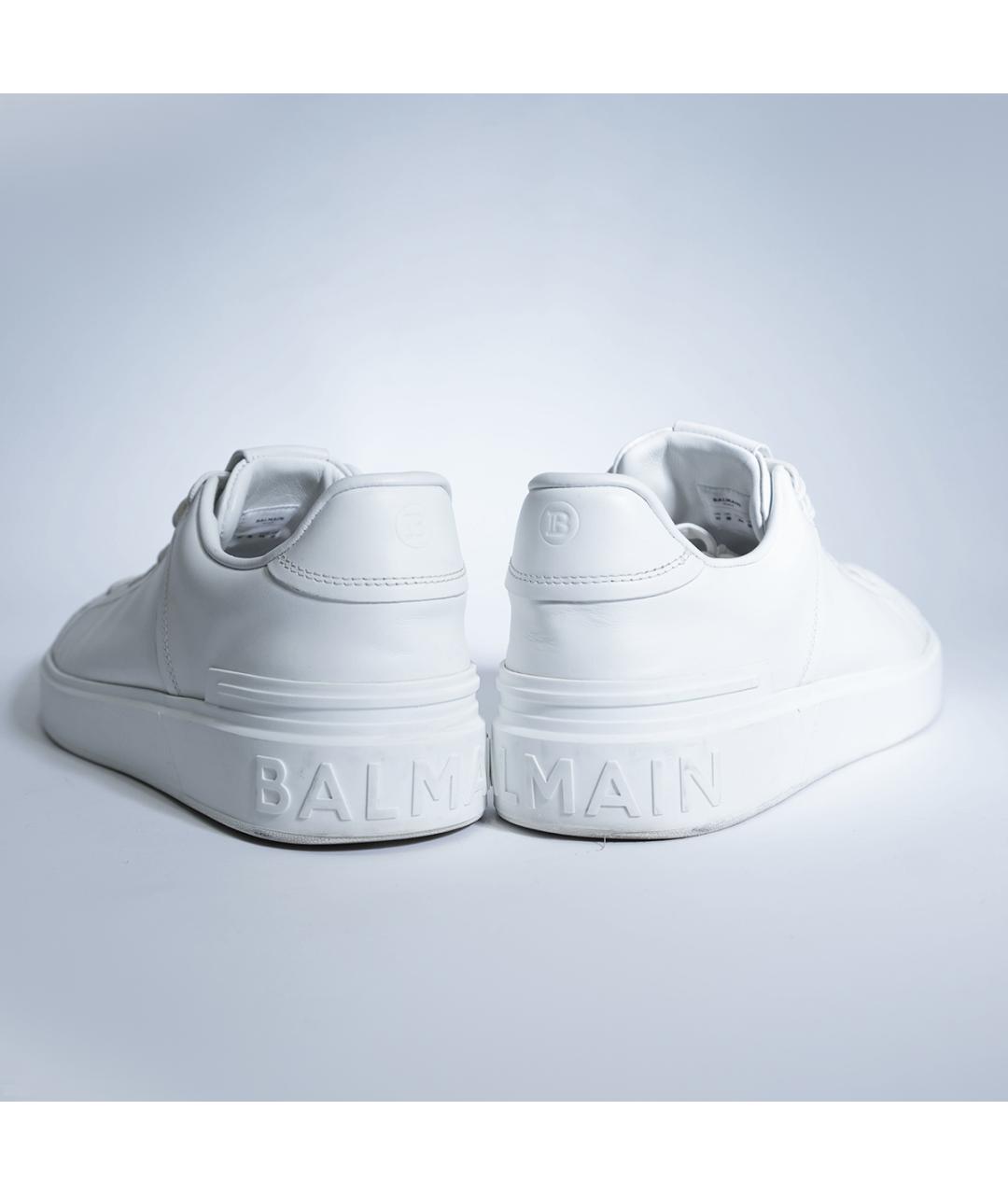 BALMAIN Белые кожаные низкие кроссовки / кеды, фото 5