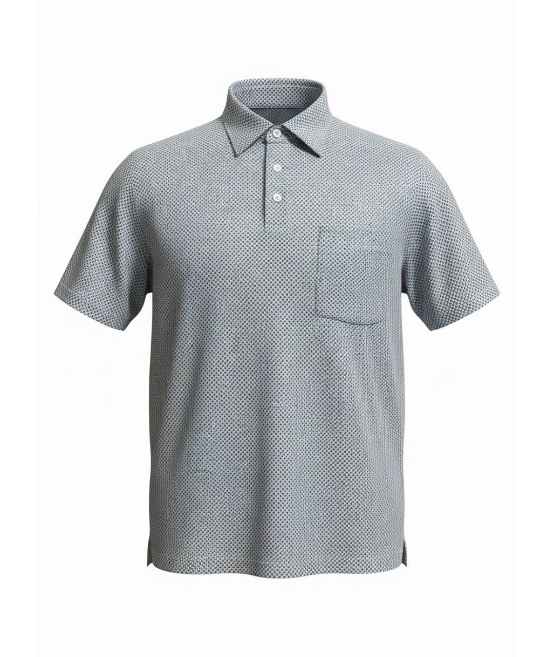 BRIONI Серое хлопковое поло с коротким рукавом, фото 1