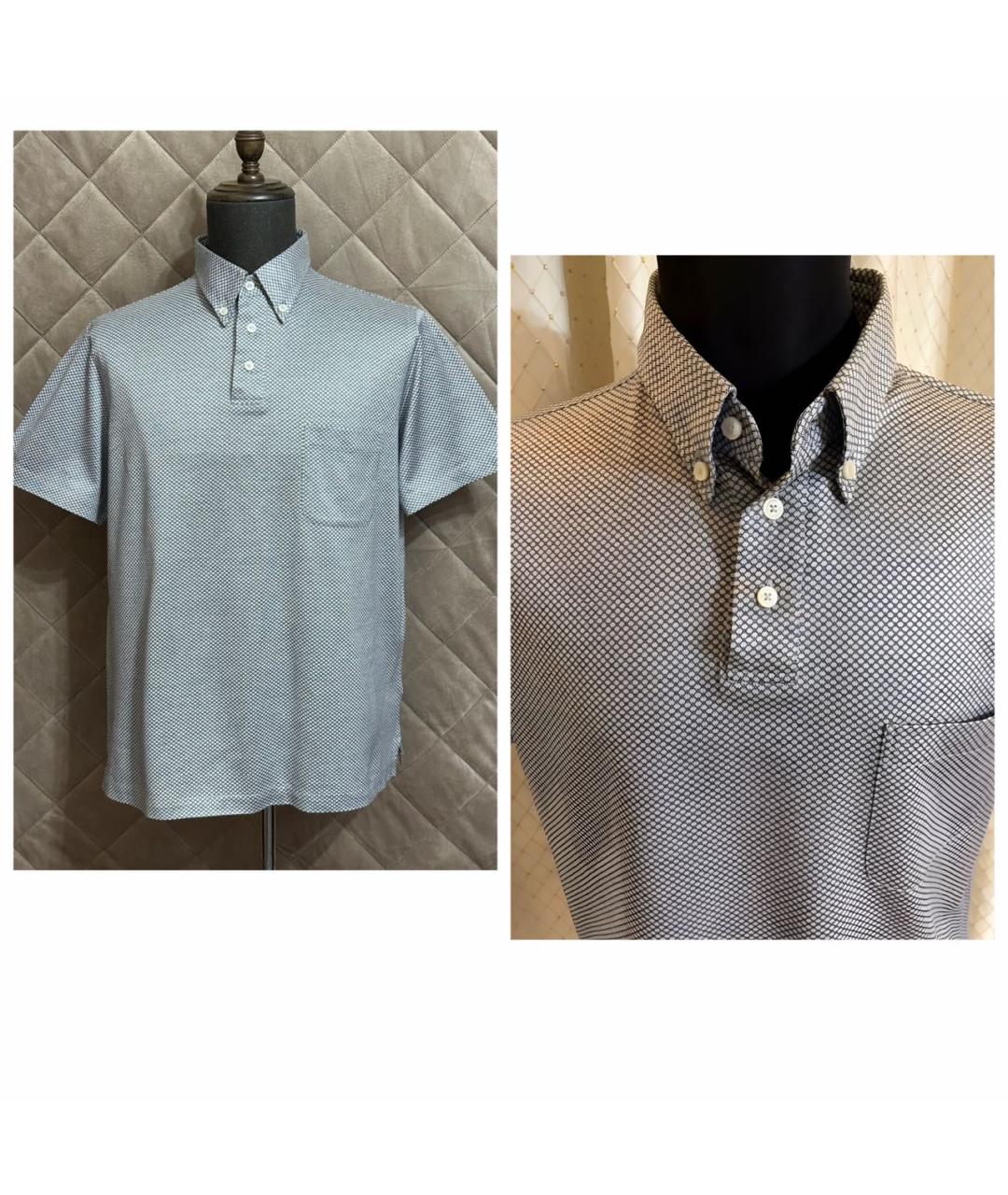 BRIONI Серое хлопковое поло с коротким рукавом, фото 2