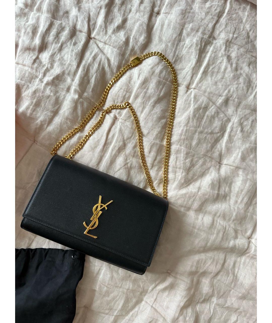 SAINT LAURENT Черная кожаная сумка через плечо, фото 5