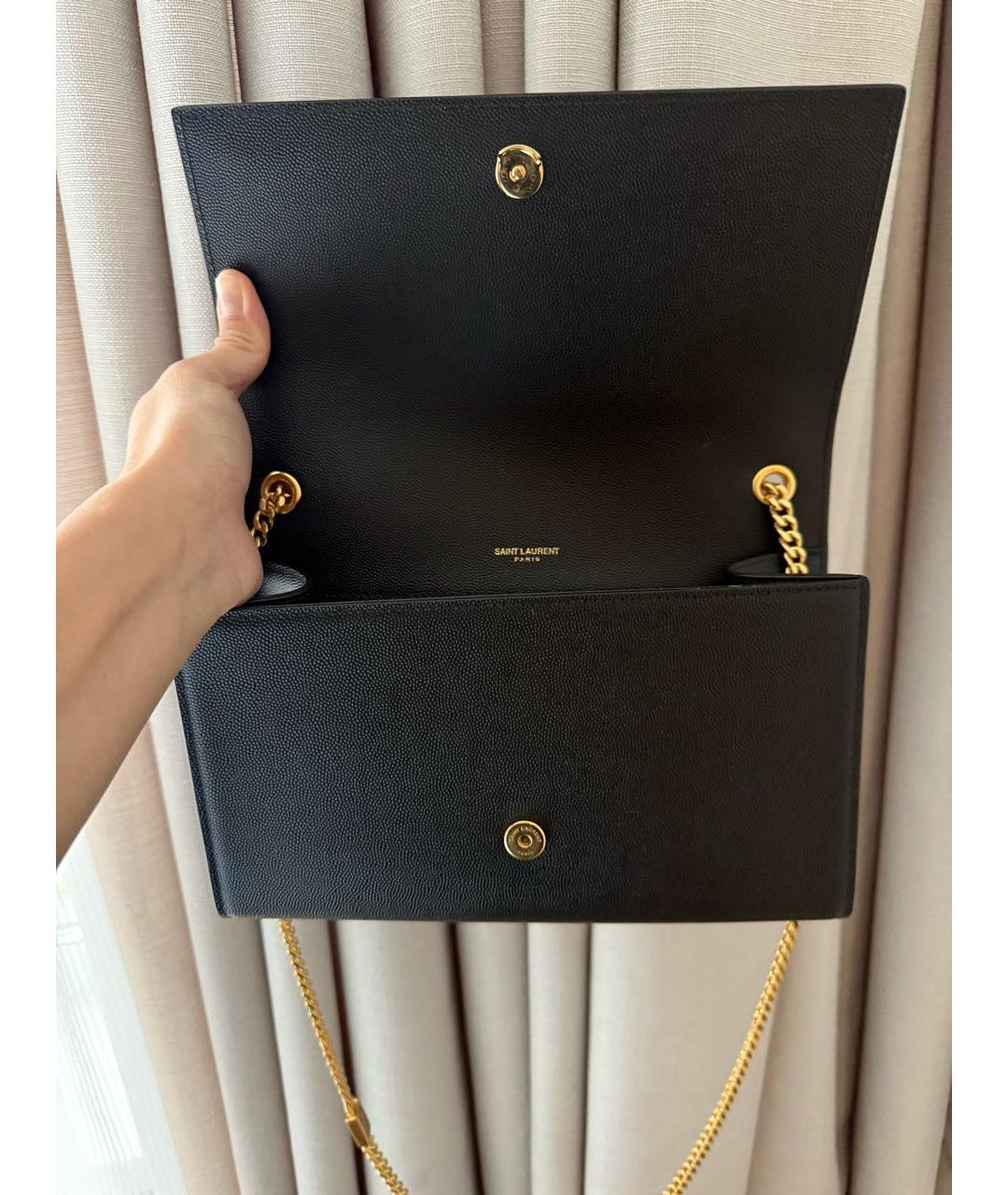 SAINT LAURENT Черная кожаная сумка через плечо, фото 3