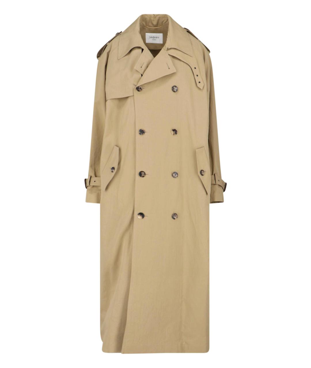 SAINT LAURENT Бежевый хлопковый тренч/плащ, фото 1