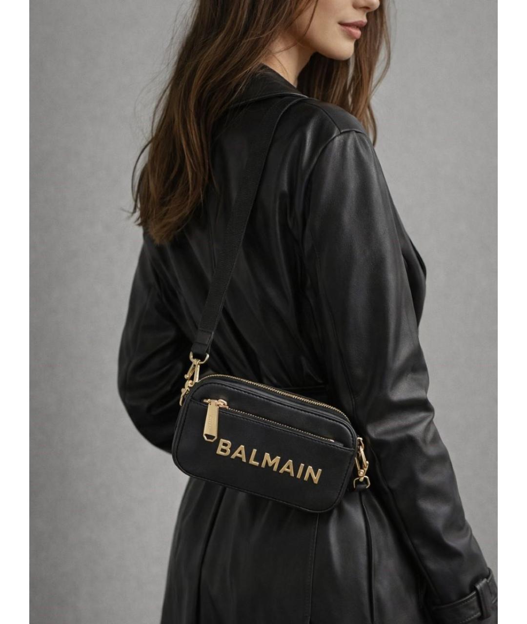 BALMAIN Черная кожаная сумка через плечо, фото 6