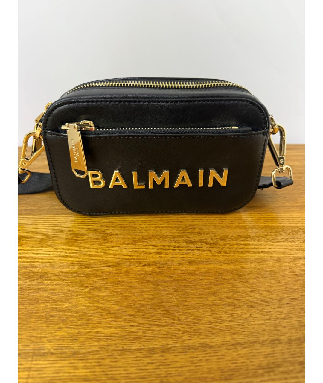 BALMAIN Черная кожаная сумка через плечо, фото 7