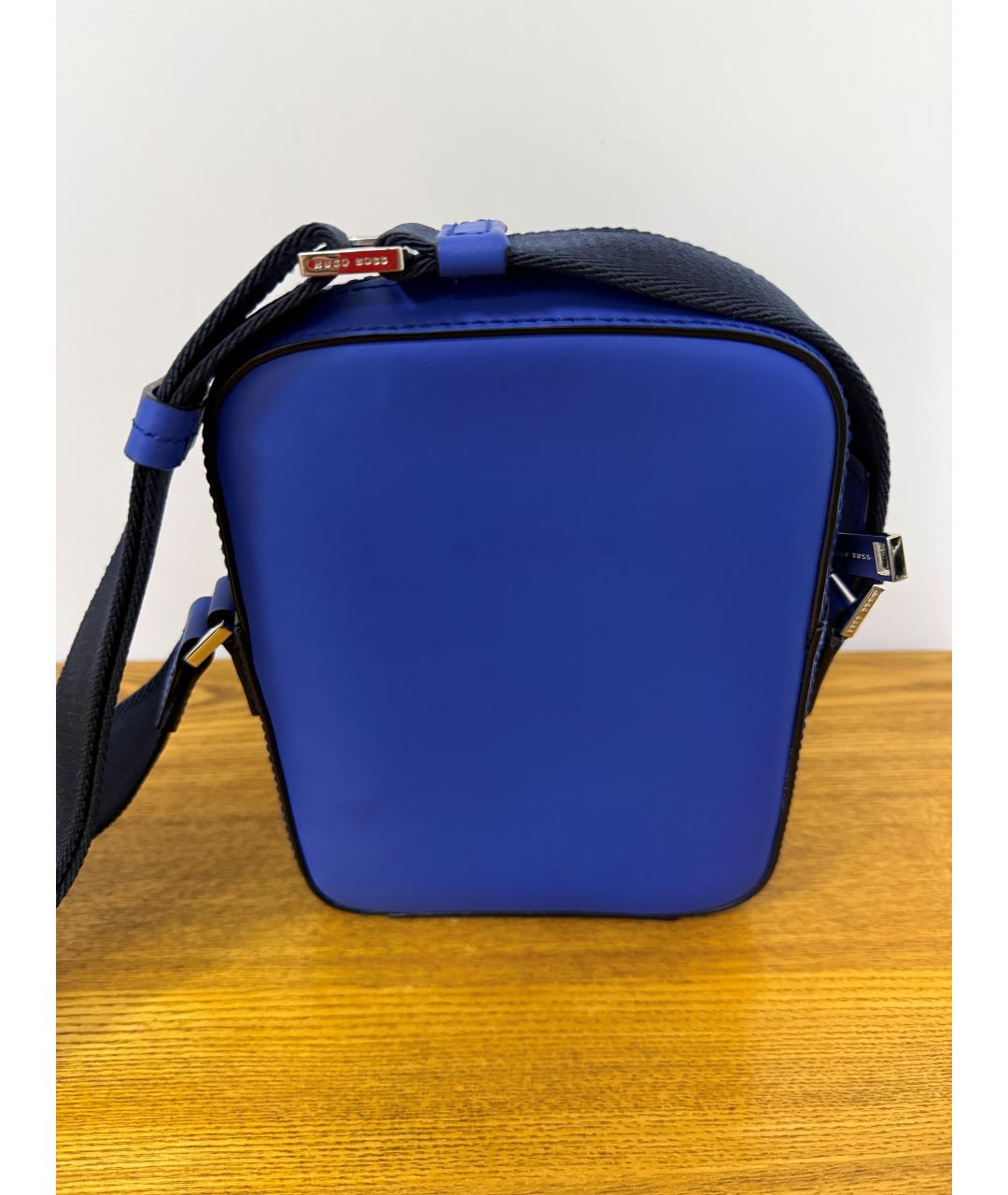 HUGO BOSS Синяя кожаная сумка на плечо, фото 7
