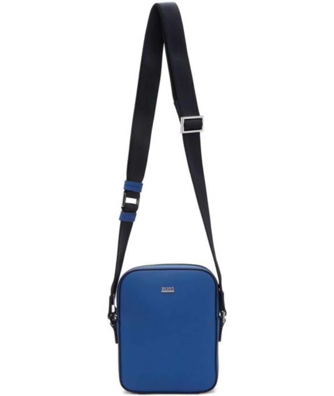 HUGO BOSS Синяя кожаная сумка на плечо, фото 10