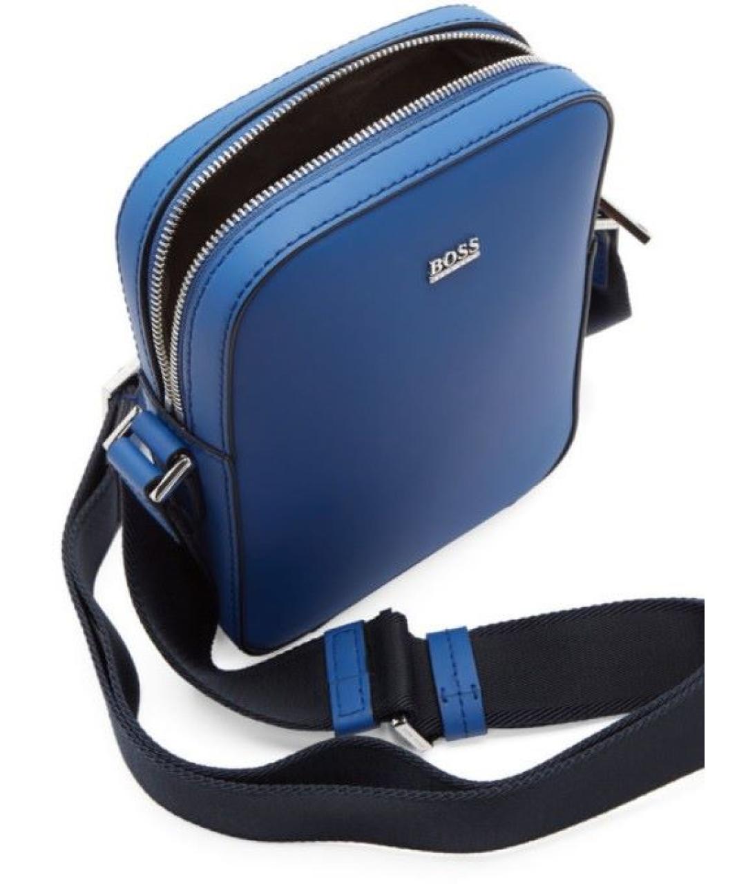 HUGO BOSS Синяя кожаная сумка на плечо, фото 4