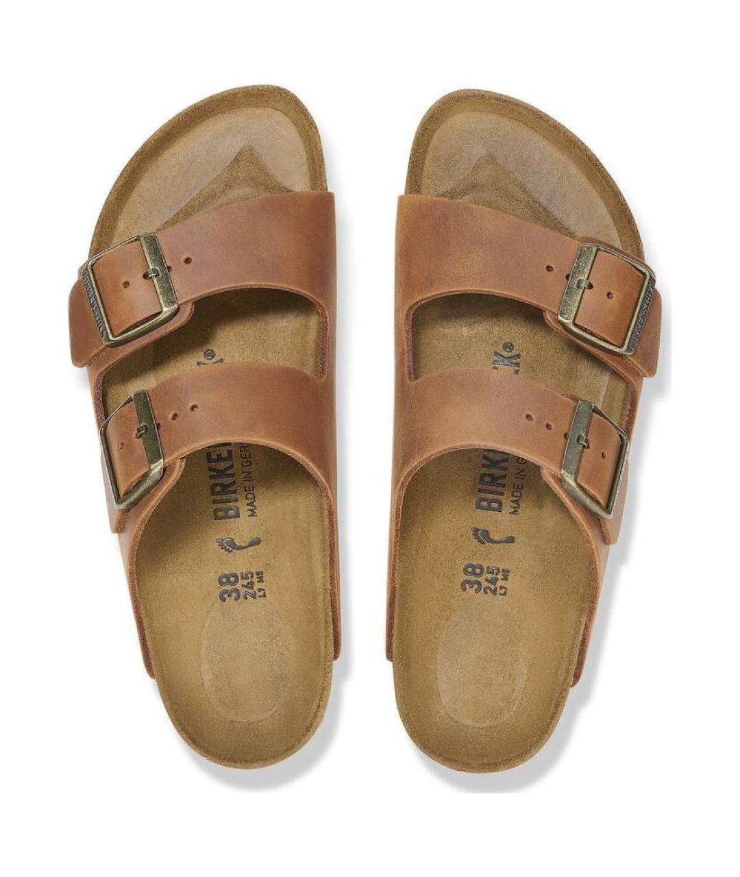 BIRKENSTOCK Коричневые кожаные шлепанцы, фото 5