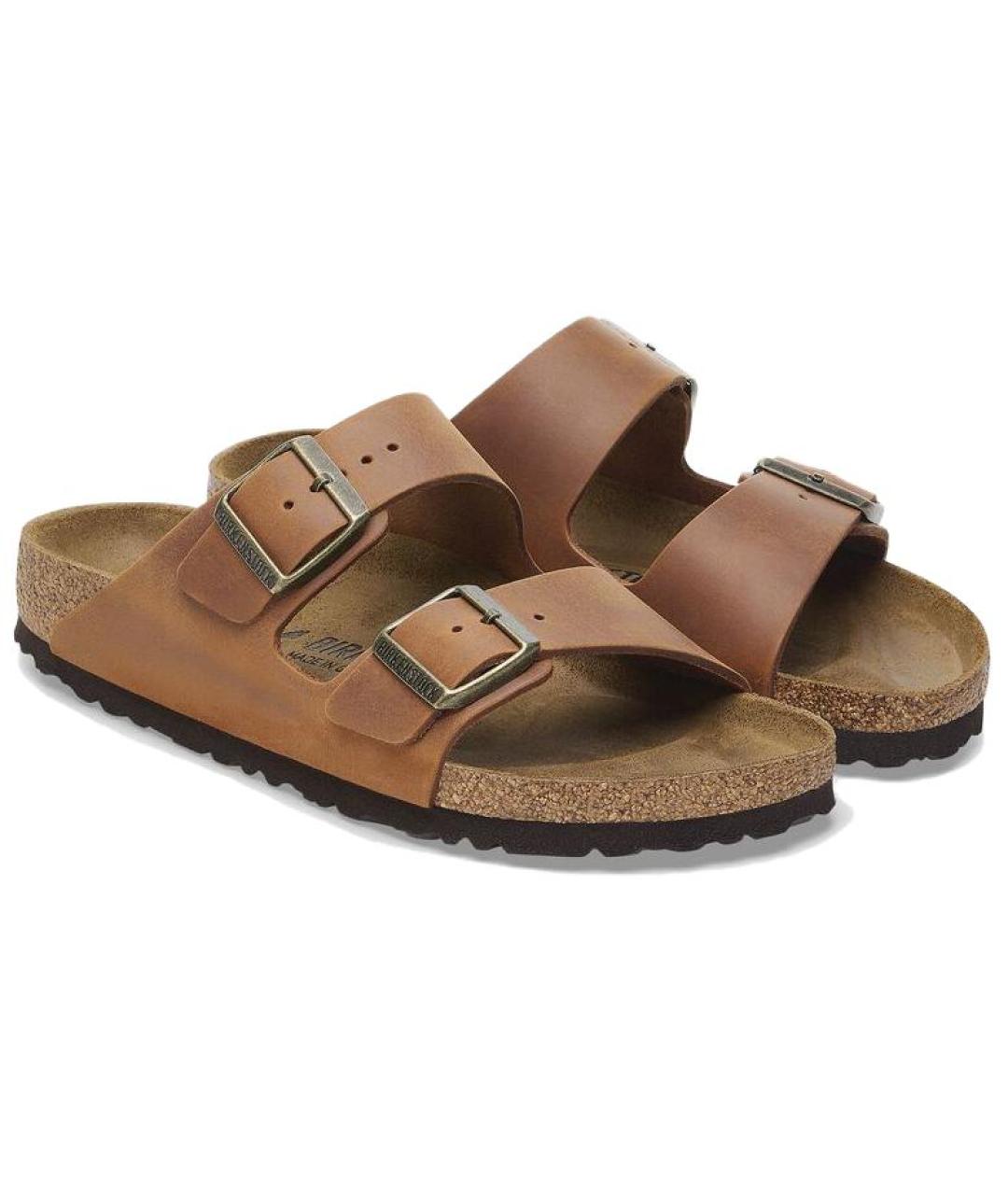 BIRKENSTOCK Коричневые кожаные шлепанцы, фото 4