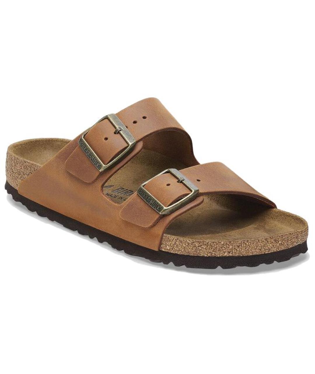 BIRKENSTOCK Коричневые кожаные шлепанцы, фото 3