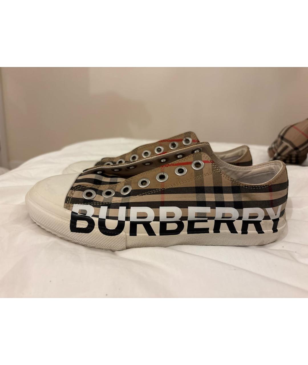 BURBERRY Бежевые кеды, фото 4