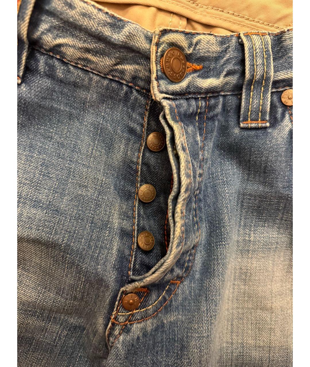 HUGO BOSS Темно-синие хлопковые прямые джинсы, фото 4