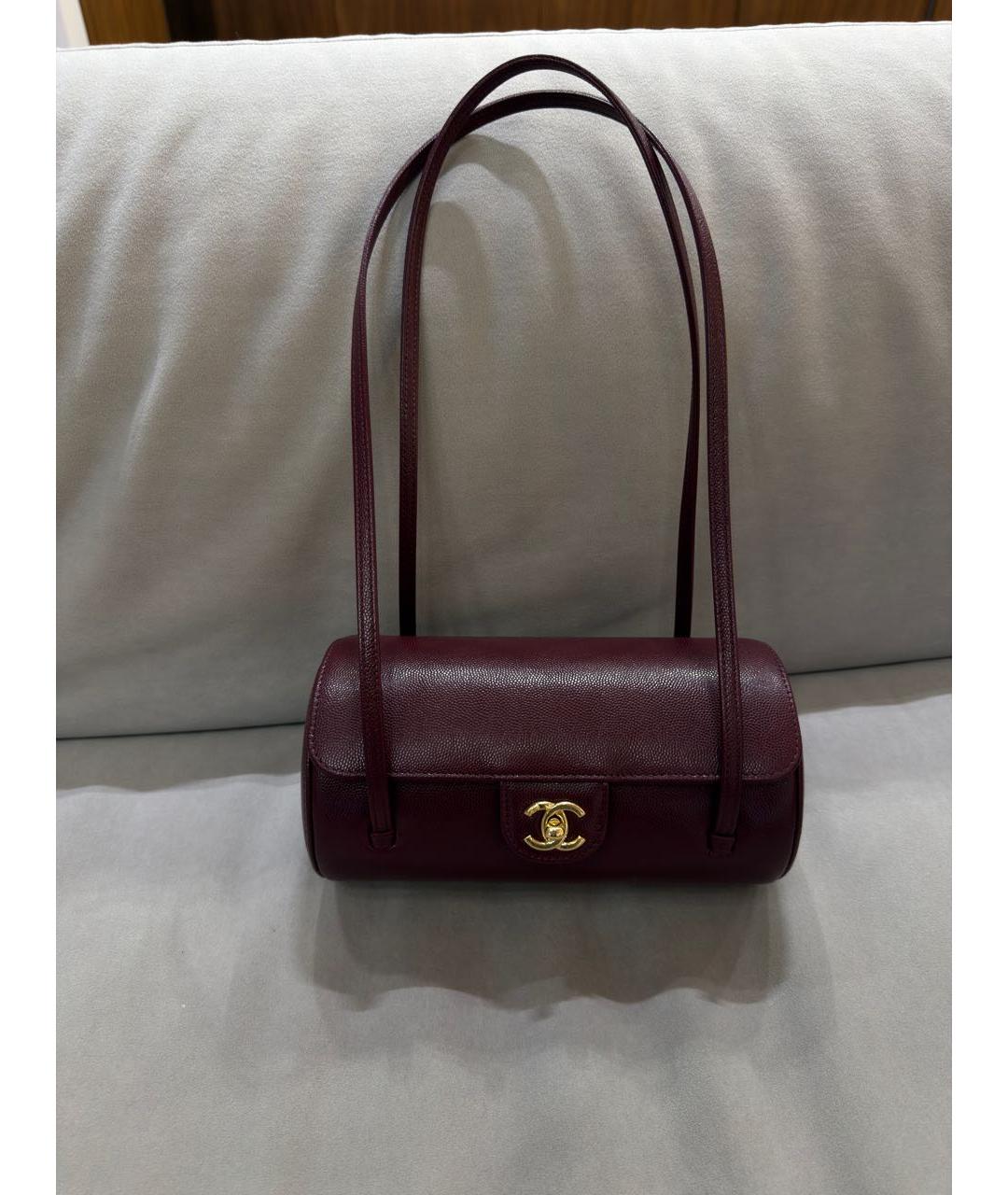 CHANEL Бордовая кожаная сумка через плечо, фото 5