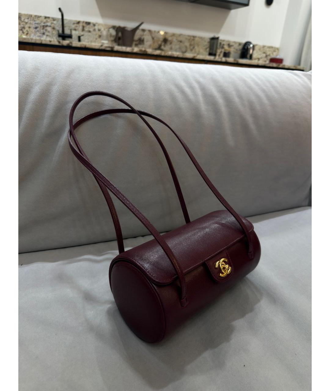 CHANEL Бордовая кожаная сумка через плечо, фото 2