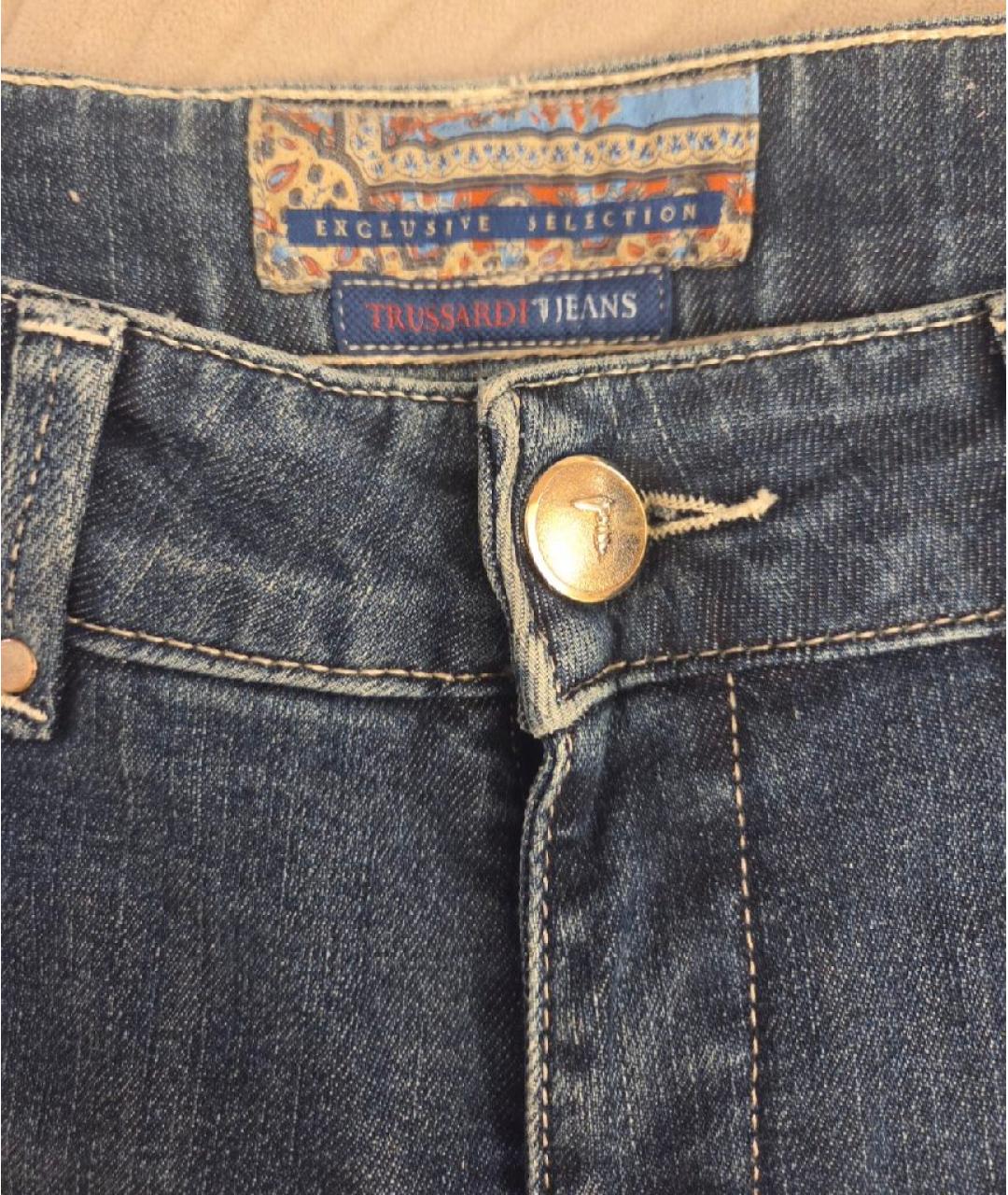 TRUSSARDI JEANS Синие хлопковые джинсы слим, фото 3