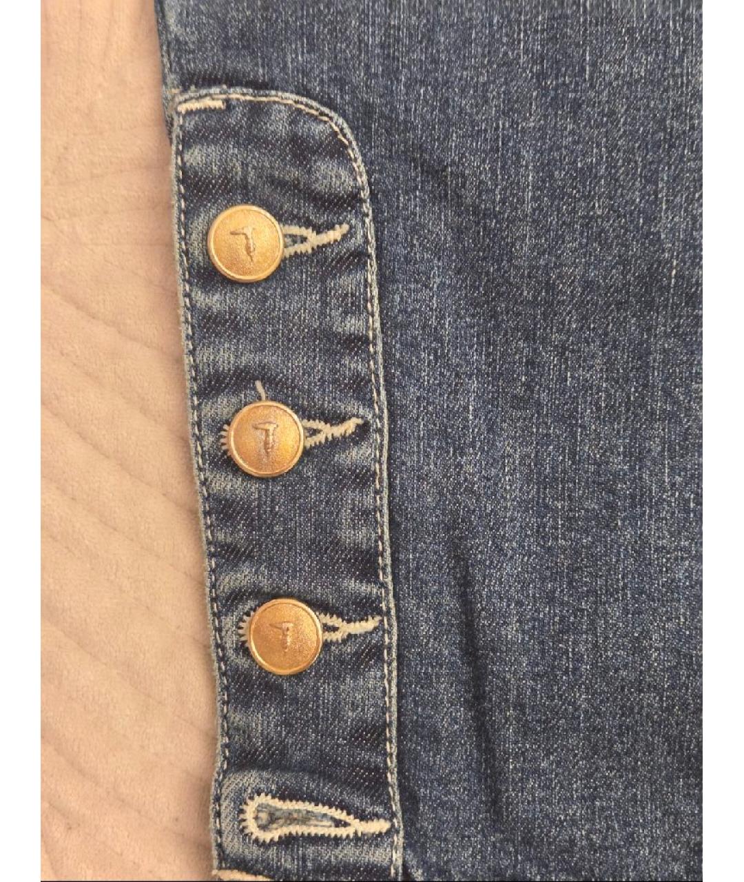 TRUSSARDI JEANS Синие хлопковые джинсы слим, фото 5