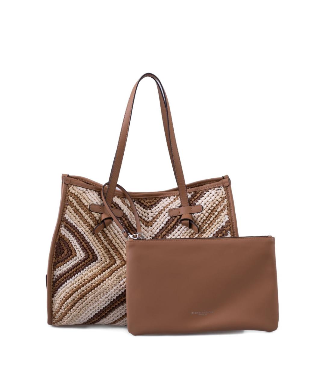 Gianni Chiarini Коричневая пелетеная сумка тоут, фото 3