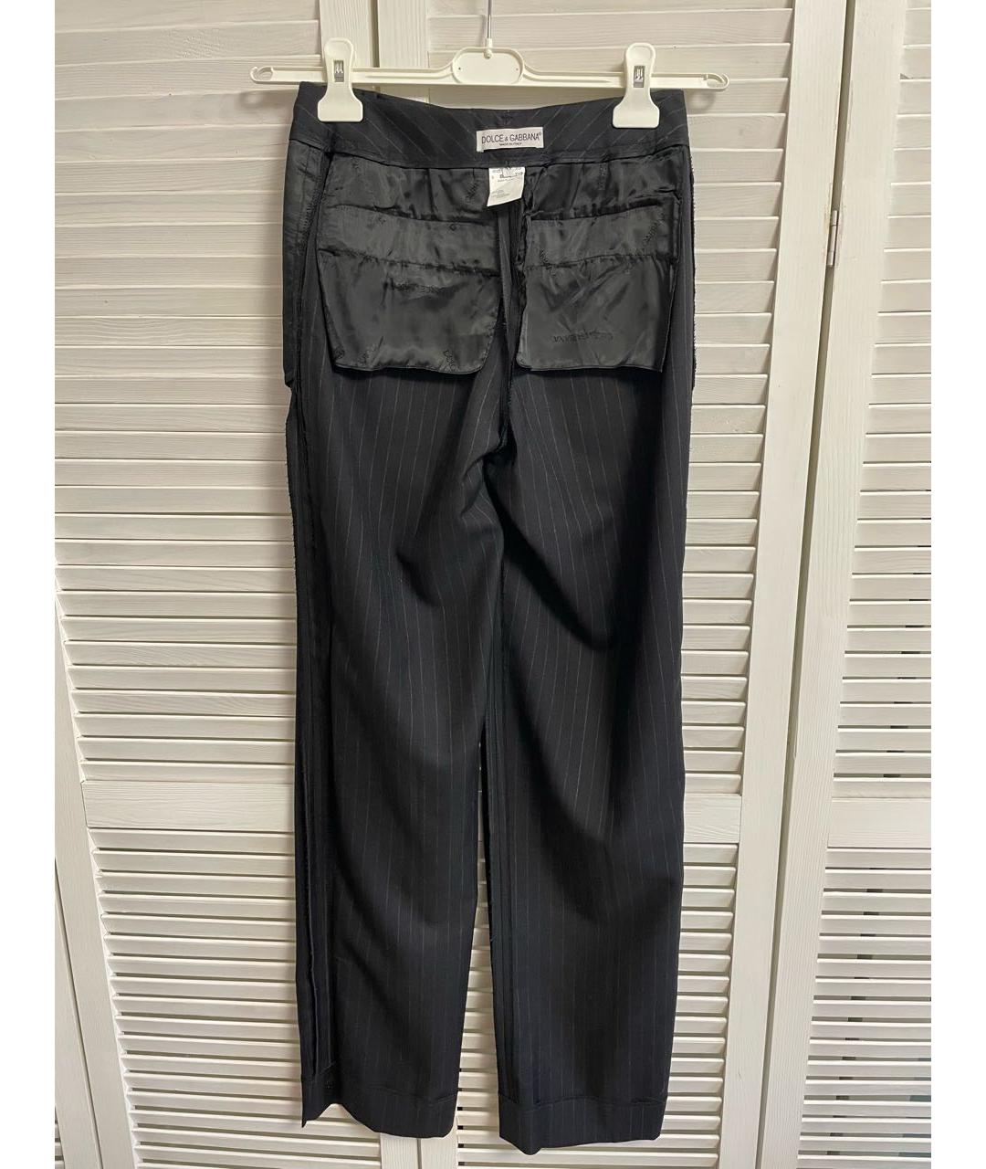 DOLCE&GABBANA Черные шерстяные прямые брюки, фото 3