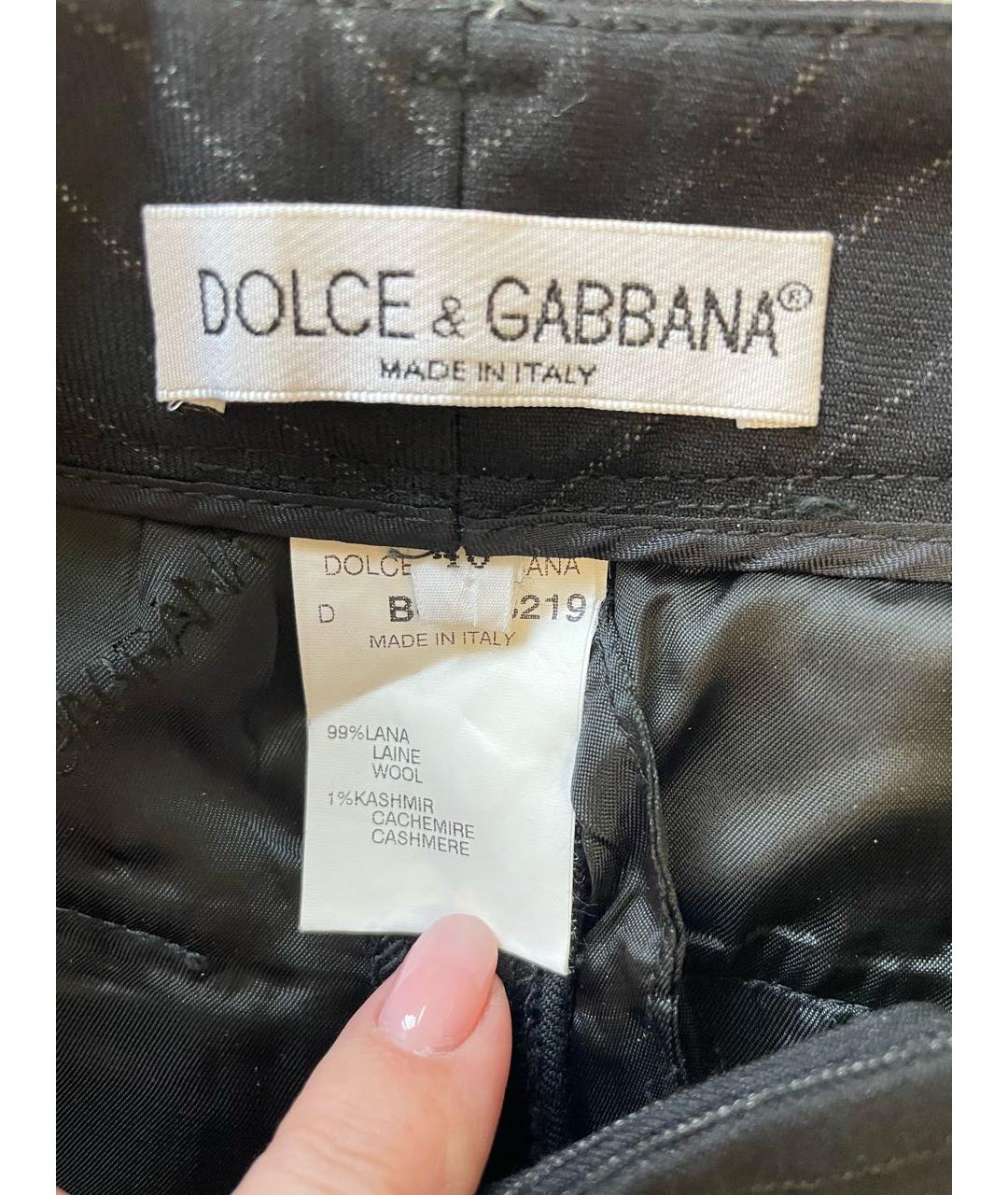 DOLCE&GABBANA Черные шерстяные прямые брюки, фото 7