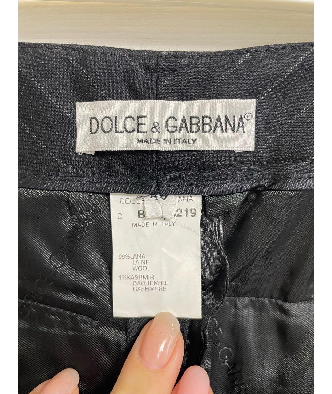 DOLCE&GABBANA Черные шерстяные прямые брюки, фото 4