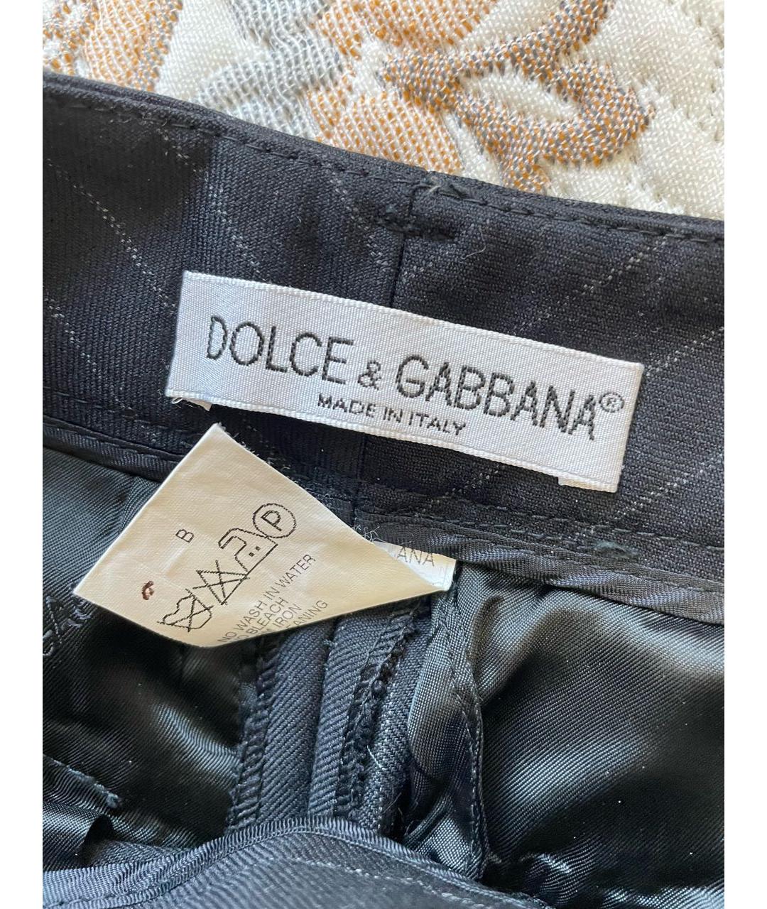 DOLCE&GABBANA Черные шерстяные прямые брюки, фото 8