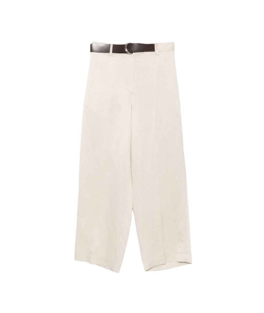 SEMICOUTURE Бежевые вискозные прямые брюки, фото 1