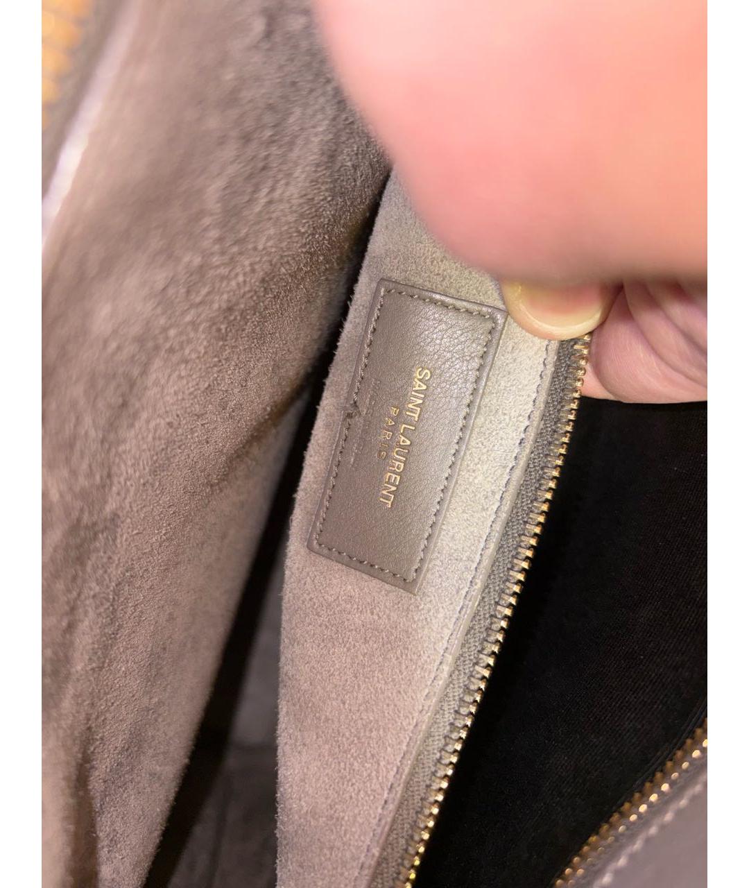 SAINT LAURENT Антрацитовая кожаная сумка с короткими ручками, фото 7