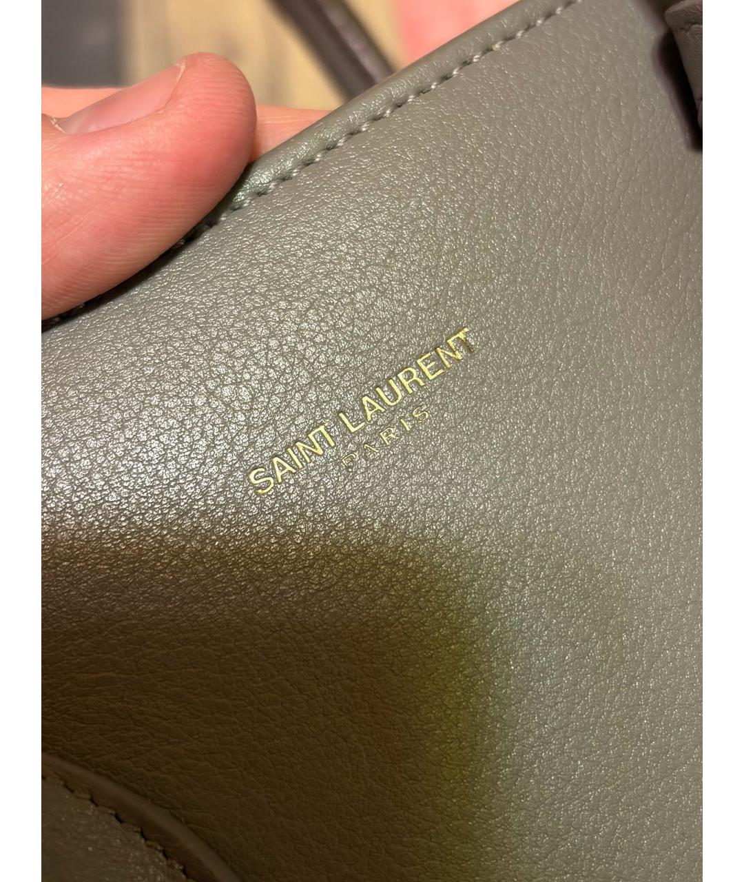 SAINT LAURENT Антрацитовая кожаная сумка с короткими ручками, фото 5