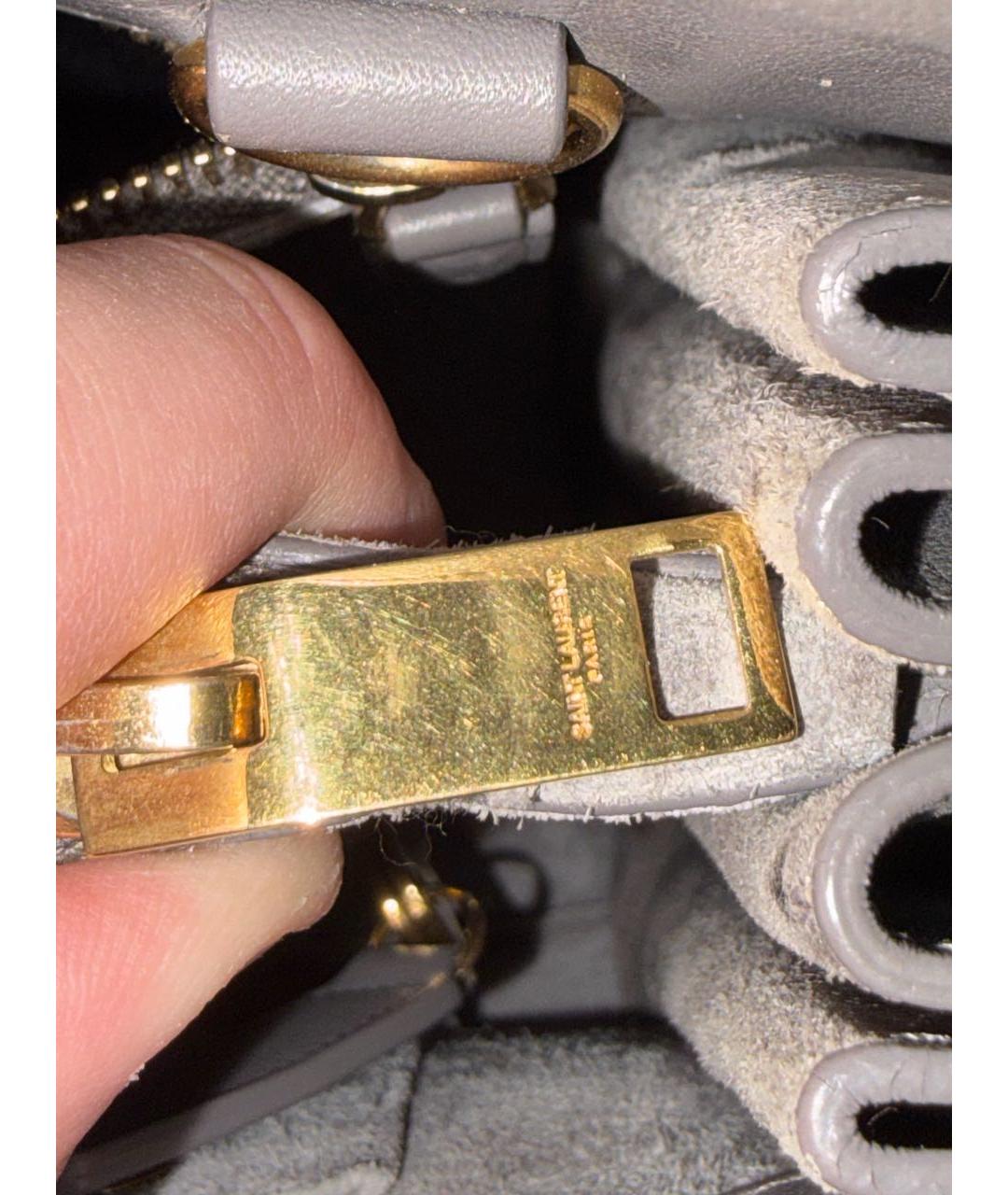 SAINT LAURENT Антрацитовая кожаная сумка с короткими ручками, фото 6