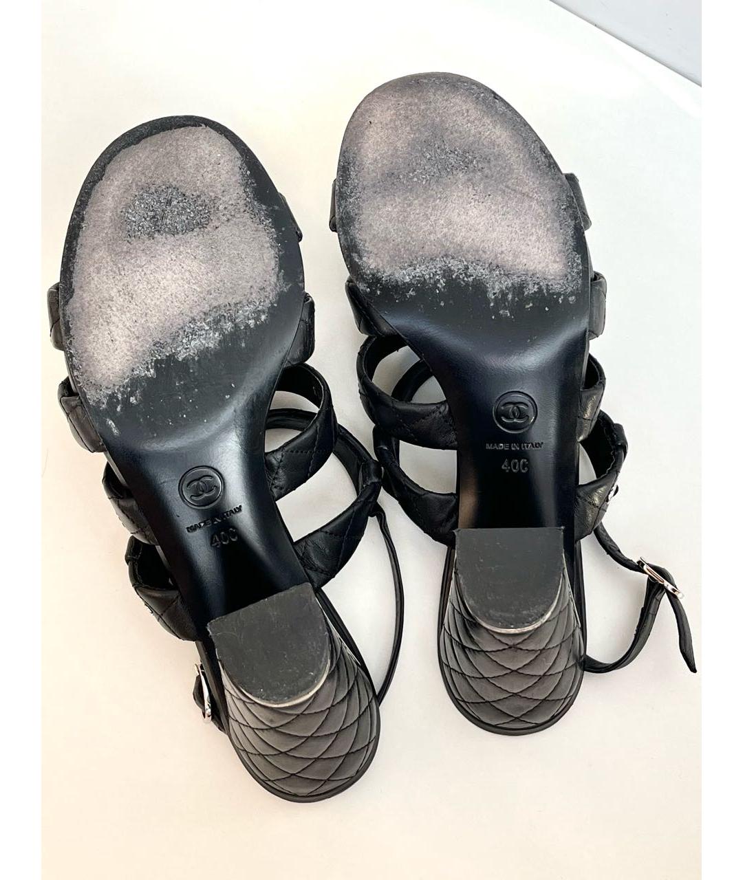 CHANEL Черные кожаные босоножки, фото 5