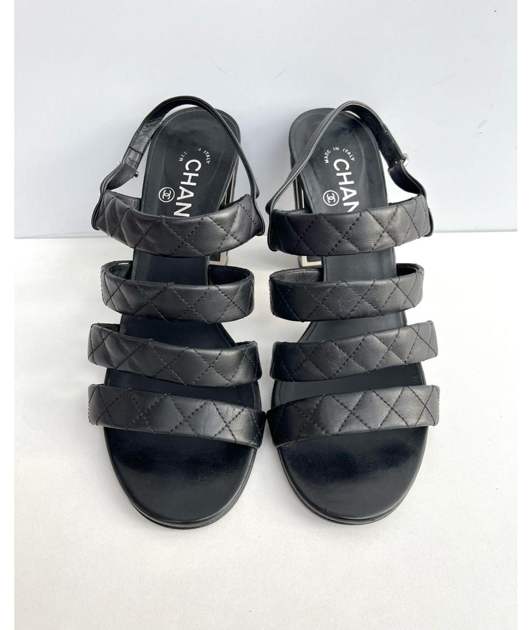 CHANEL Черные кожаные босоножки, фото 3