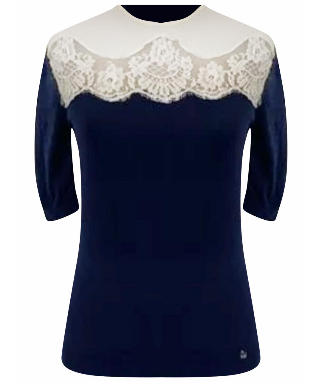 ELISABETTA FRANCHI Темно-синий хлопковый джемпер / свитер, фото 1