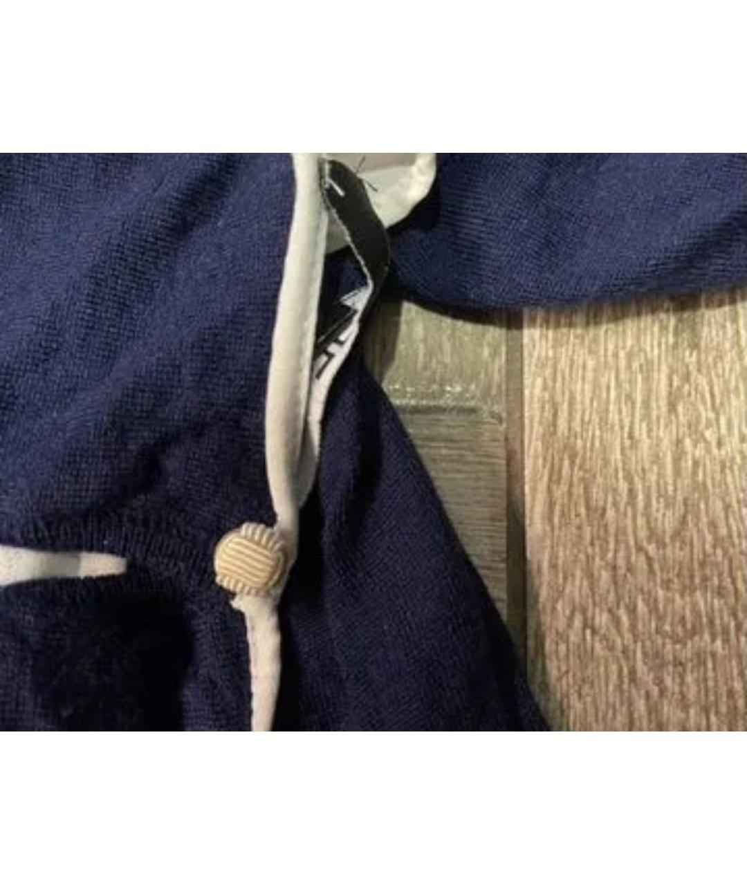 ELISABETTA FRANCHI Темно-синий хлопковый джемпер / свитер, фото 5