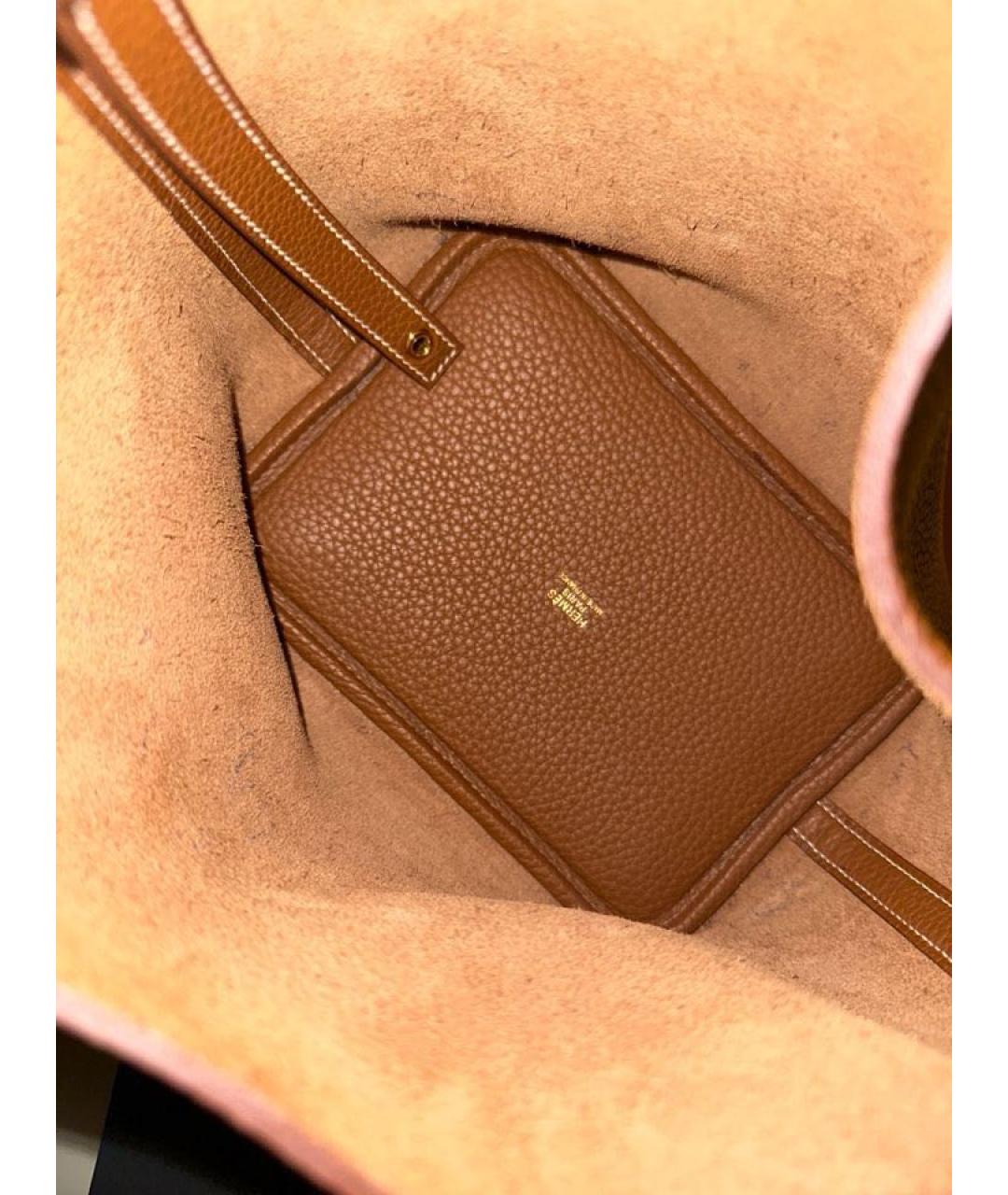 HERMES Коричневая кожаная сумка с короткими ручками, фото 4