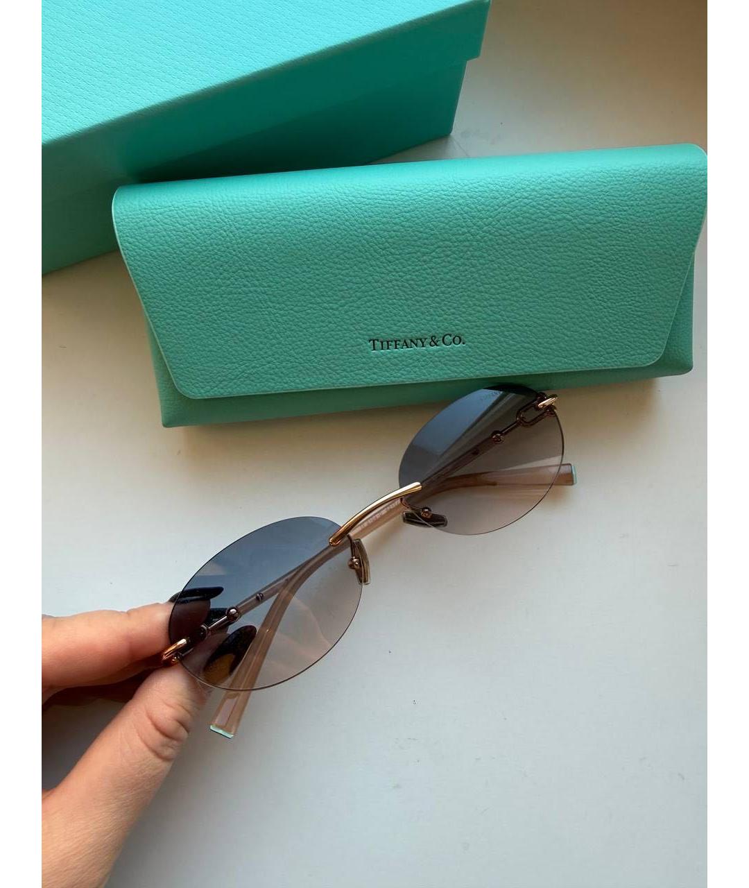 TIFFANY&CO Золотые металлические солнцезащитные очки, фото 9