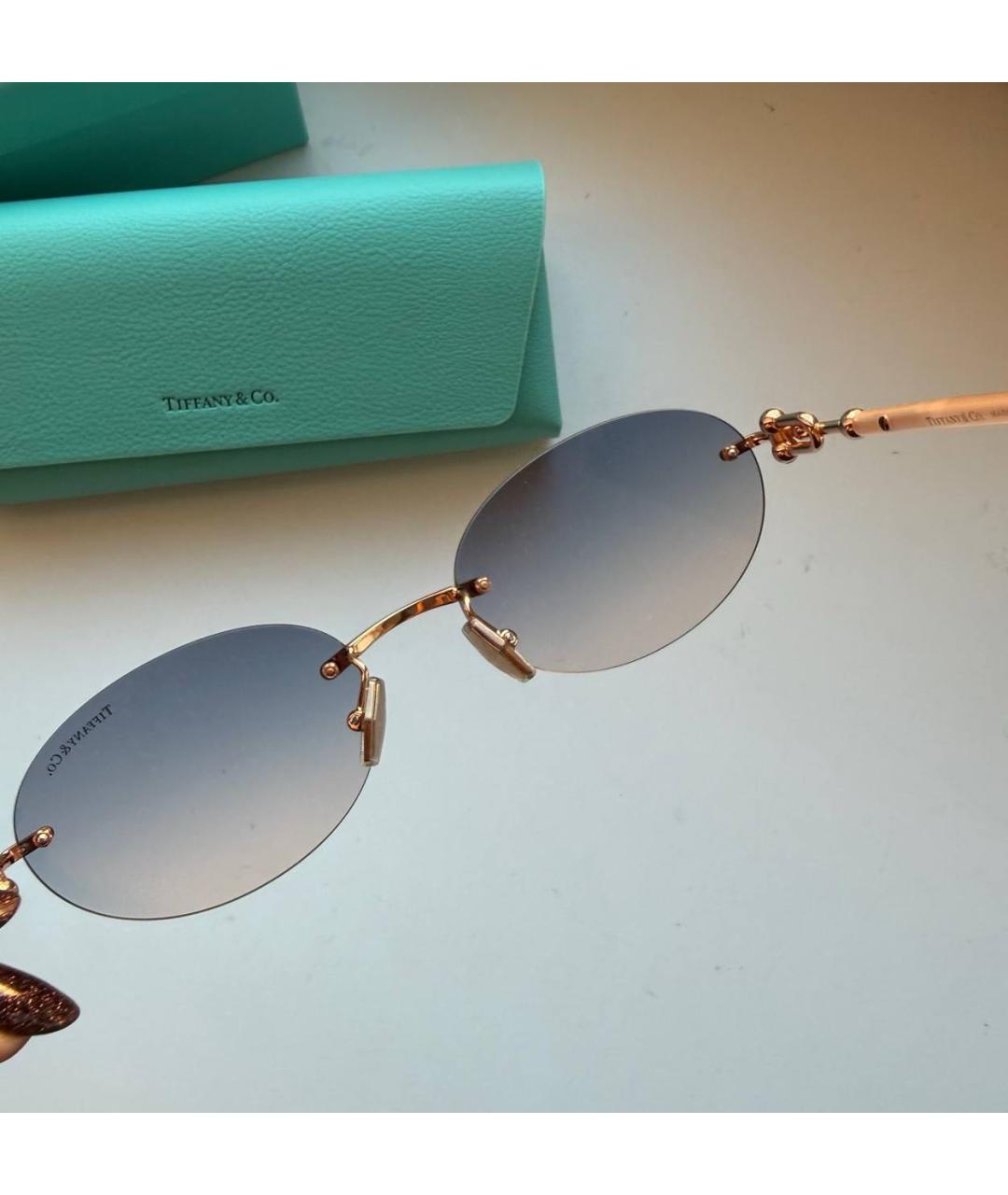 TIFFANY&CO Золотые металлические солнцезащитные очки, фото 3