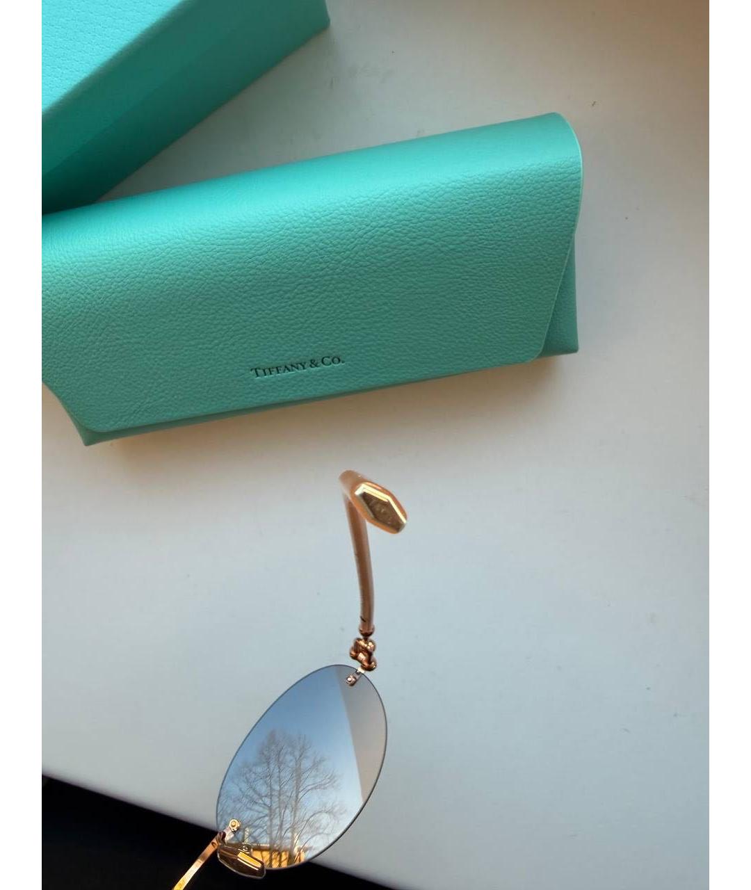 TIFFANY&CO Золотые металлические солнцезащитные очки, фото 4