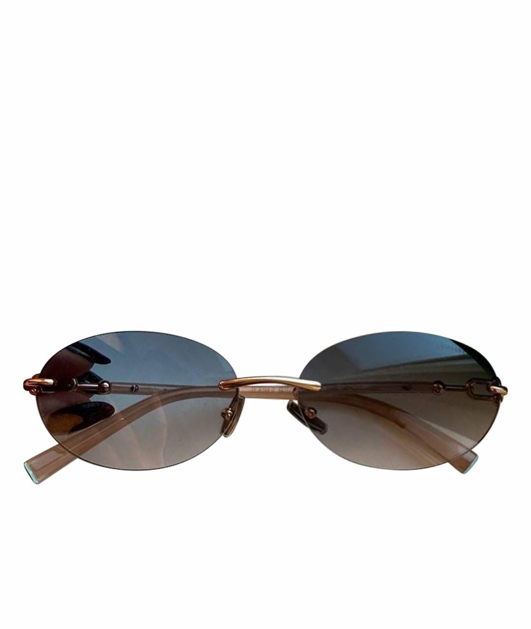 TIFFANY&CO Золотые металлические солнцезащитные очки, фото 1