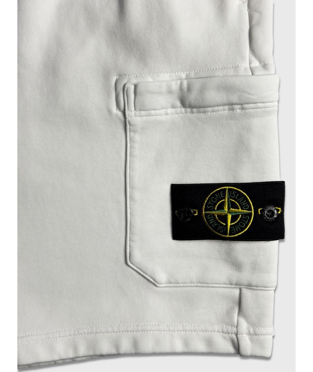 STONE ISLAND Белые хлопковые шорты, фото 4