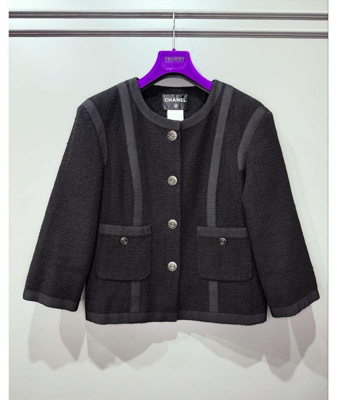 CHANEL Черный хлопковый жакет/пиджак, фото 6