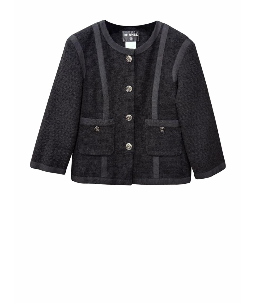 CHANEL Черный хлопковый жакет/пиджак, фото 1