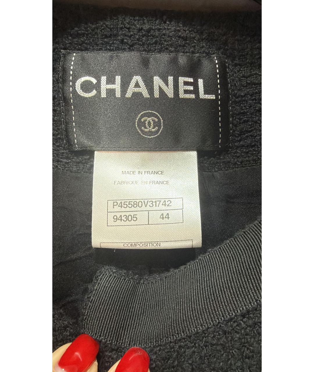 CHANEL Черный хлопковый жакет/пиджак, фото 4